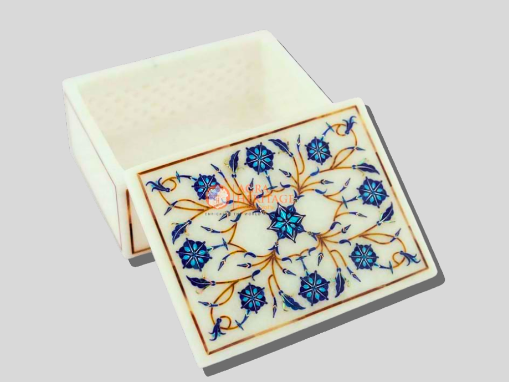 Jewelry Keepsake Custom Box Lapis Floral Art